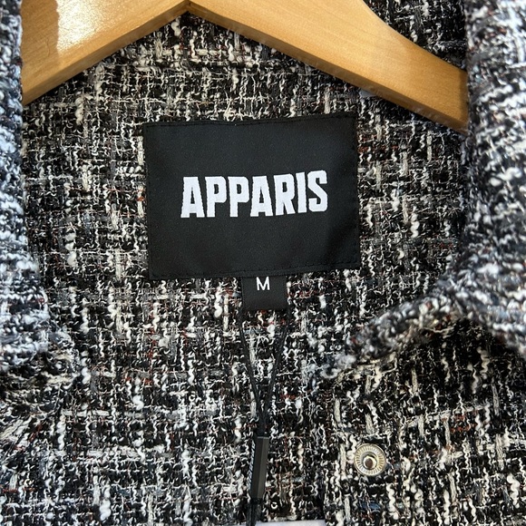 Apparis Misty Tweed shacket Medium black noir shirt jacket eco friendly poly NWT - Picture 15 of 15